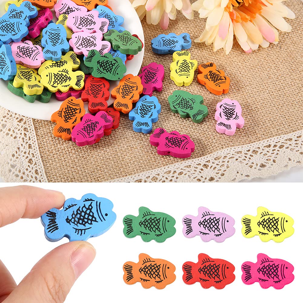 Bottoni da Cucire, Bottoni in Legno Multiuso a Forma di Pesce Decorativo per campanelli eolici per Scrapbooking per Abbigliamento Fatto a Mano(3 * 2 * 0,5 cm)