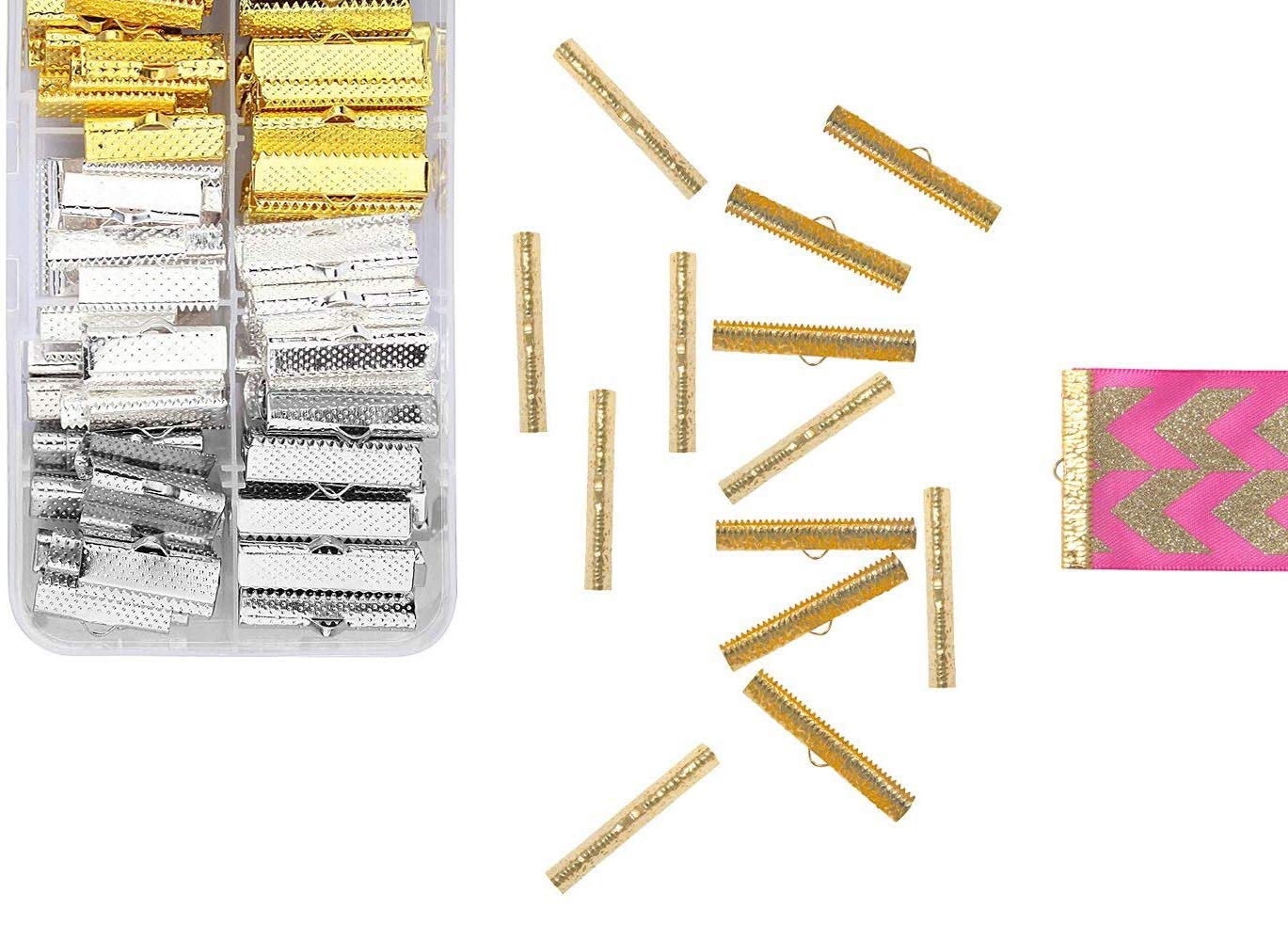 DIY Crafts Design No # 1, Pack of 100 Pcs, Mixed Color 20mm and 25mm Assorted Sizes of Mixed Color Ribbon Clamp End Crimp(Design No # 1, Pack of 100 Pcs)-image-35