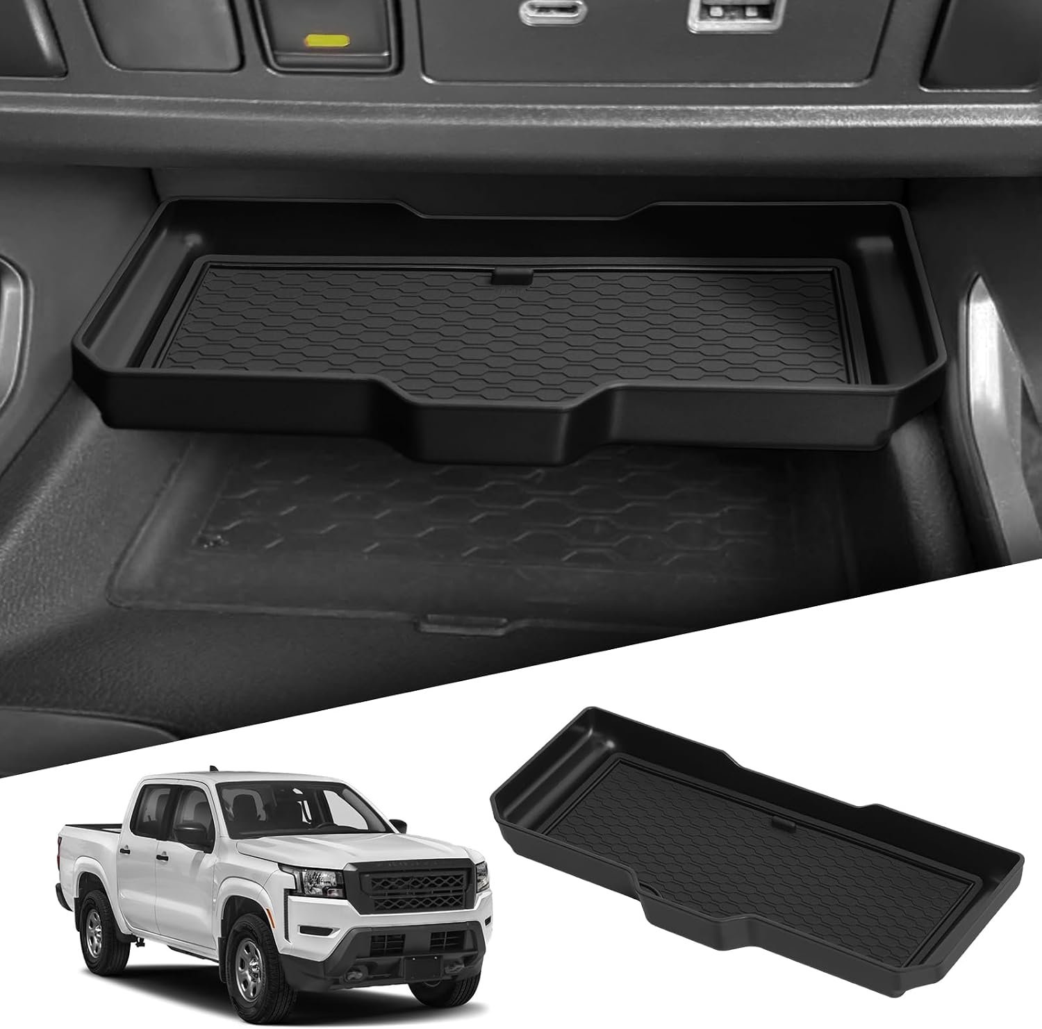 smabee Center Console Organizer Tray Compatible with Nissan Frontier 2022-2025 2026 Storage Tray Accessories ABS Insert Interior Black