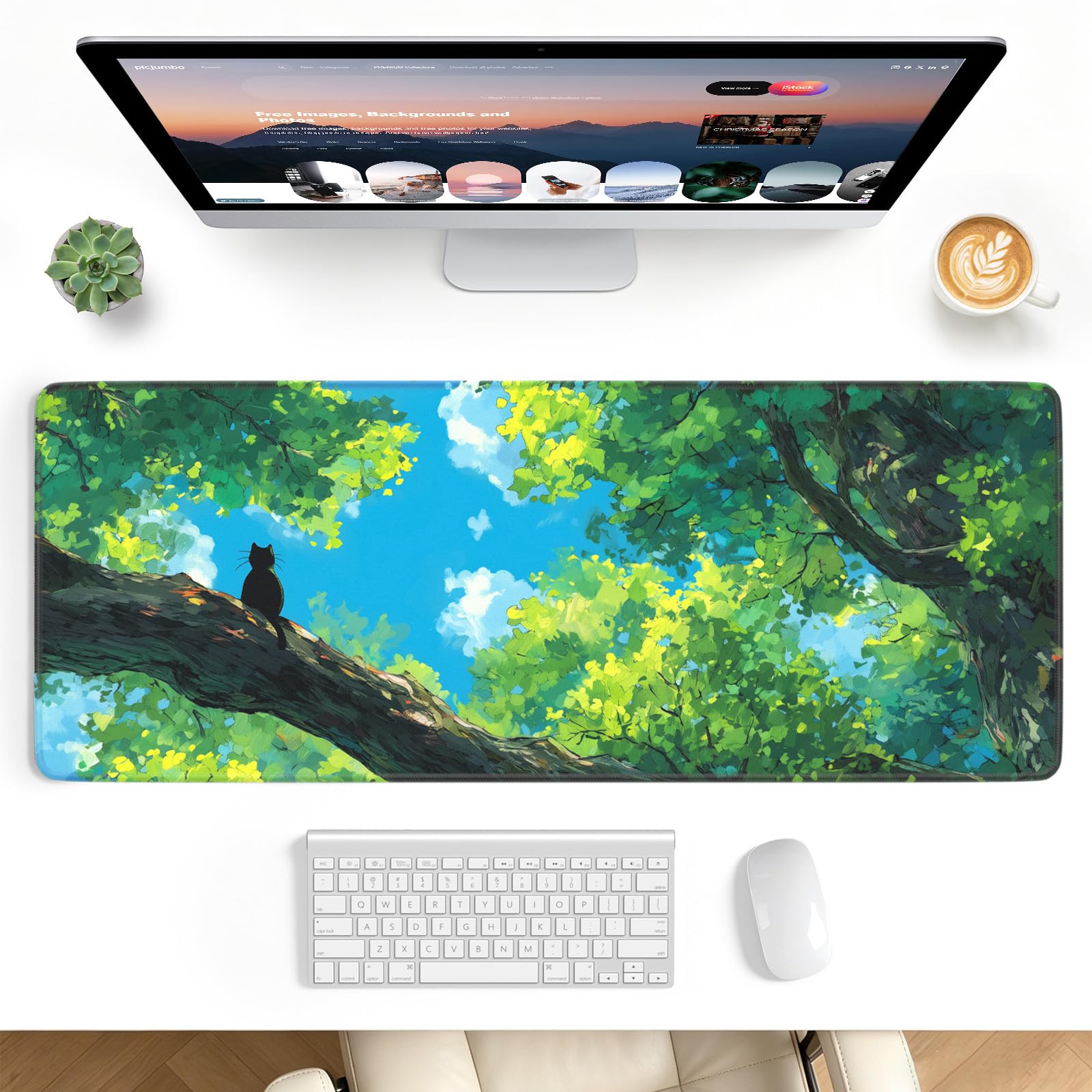 Stanploe Gaming Mouse Pad, Extended Desk Mat, Stitched Edges, Non-Slip Base