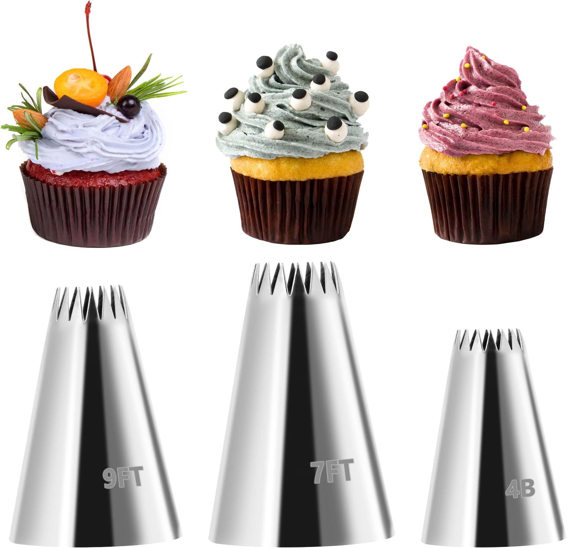 Amazon.com: # 4B # 7FT # 9FT Open Star Pastry Tip, 3PCS French Star ...