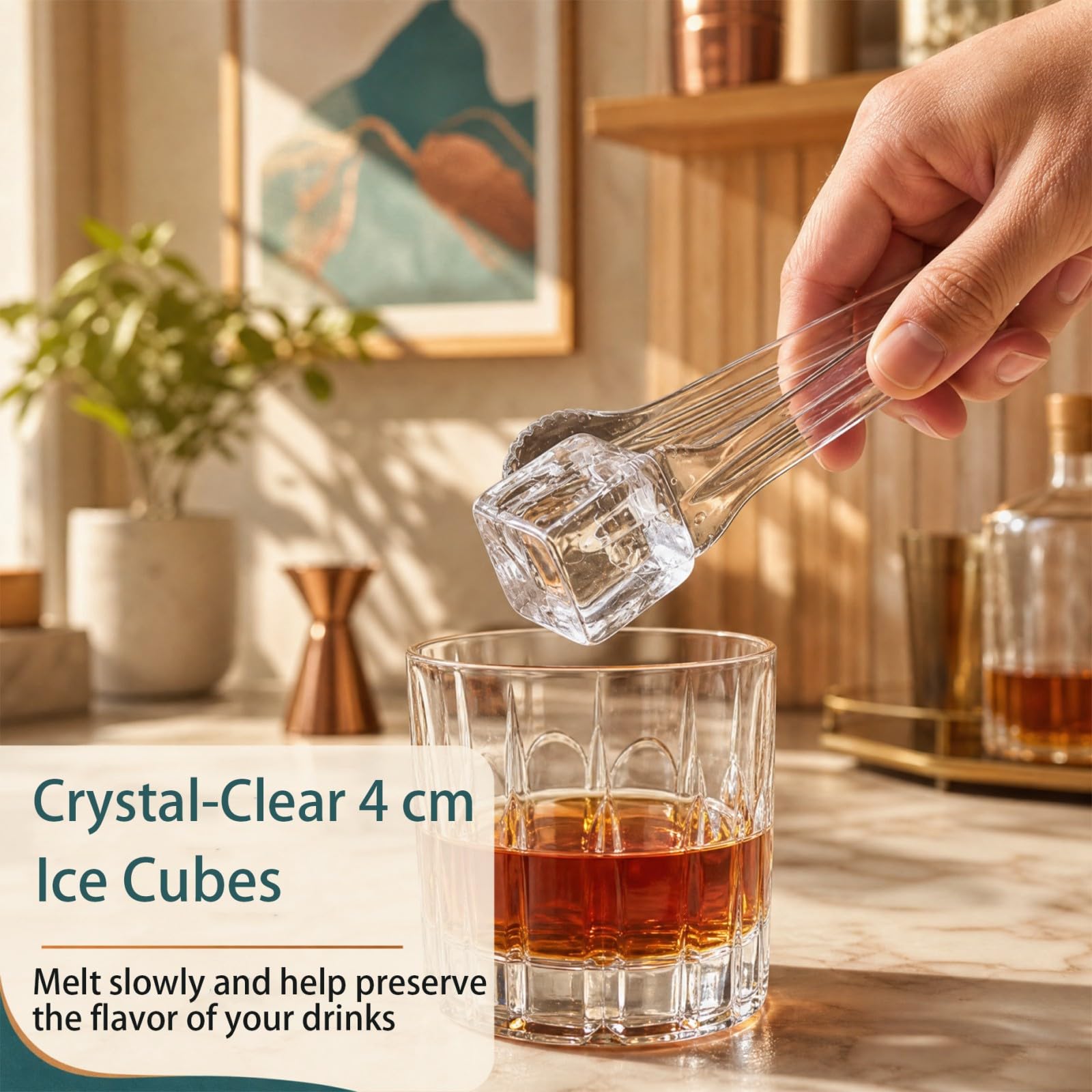 Lifezeal - Máquina de hielo transparente de 12 kg/24 h, máquina de hielo de encimera, fábrica de hielo cuadrado de 4 cm de hierro fundido lento con temporizador de 24 horas, limpieza automática para