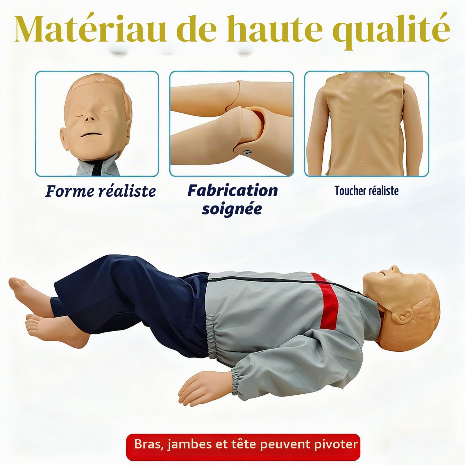 ELZEM Mannequins de Secourisme Enfant Mannequin de CPR Infantile de Réanimation Cardiopulmonaire pour L'éducation et l'enseignement des Patients A