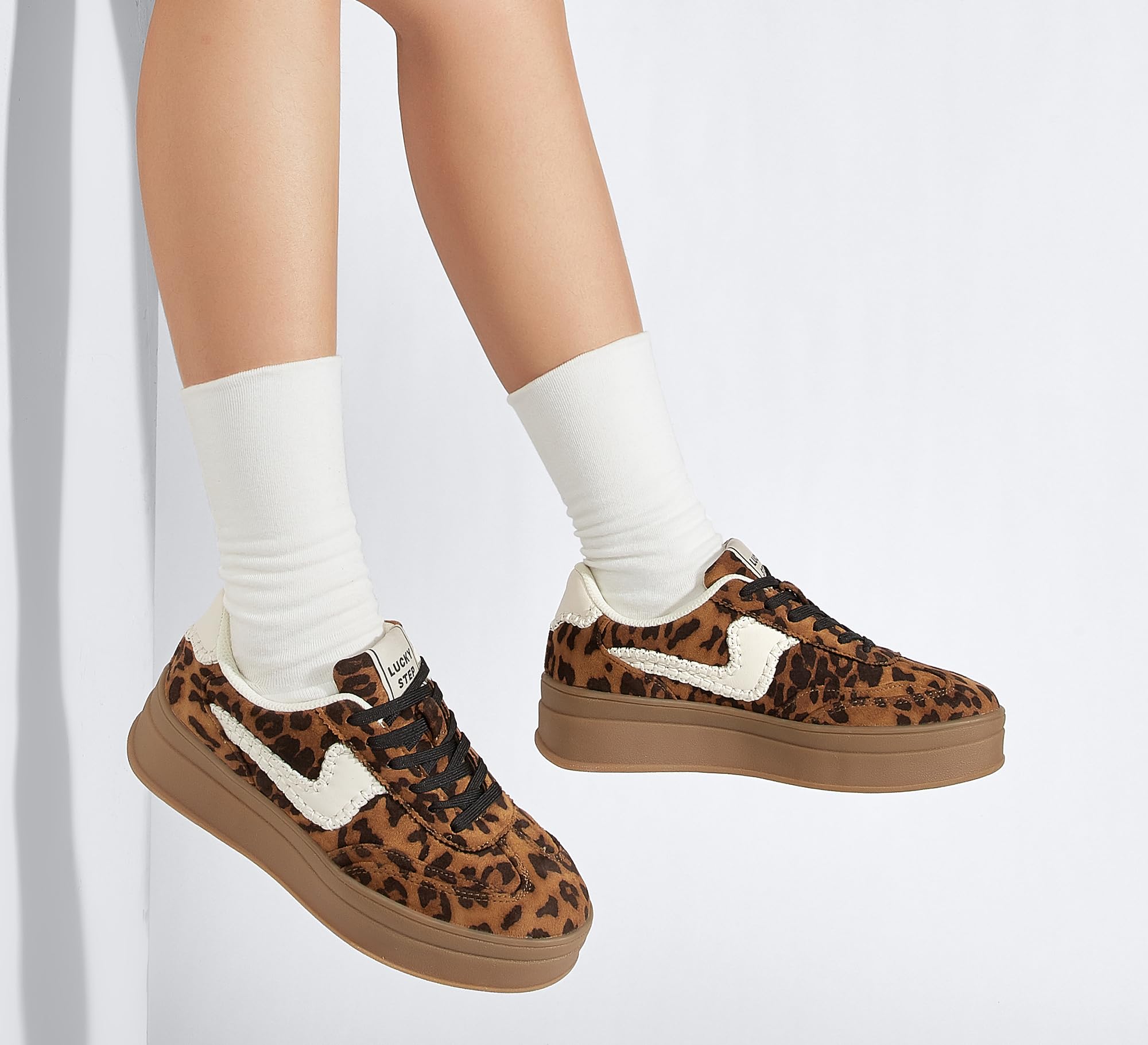 LUCKY STEP Zapatillas de Plataforma para Mujer – Zapatillas Chunky de Moda, Calzado Casual con Cordones, Cómodas para Caminar y Uso Diario