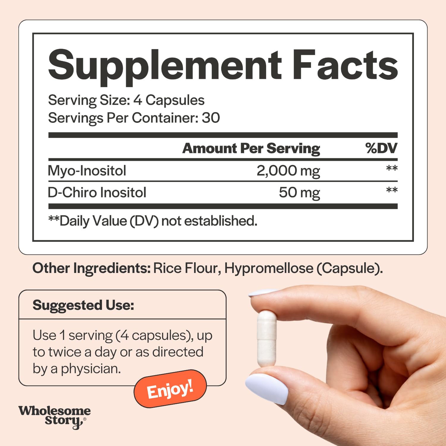 Wholesome Story Myo-Inositol & D-Chiro Inositol Supplement for Women | Fertility Supplements for Hormonal Balance & Ovarian Health Support | Myoinositol | Ideal 40:1 Ratio | 30 Servings — Amazon image 4