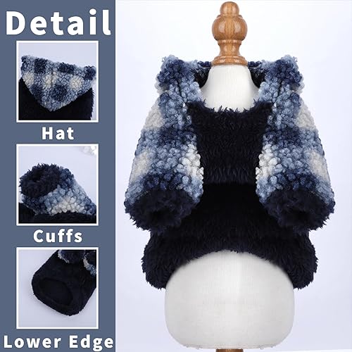 Miniatura 2 de Suéter con capucha para perro con capucha de invierno para perros pequeños, niños y niñas, sudadera de forro polar para mascotas, ropa cálida para