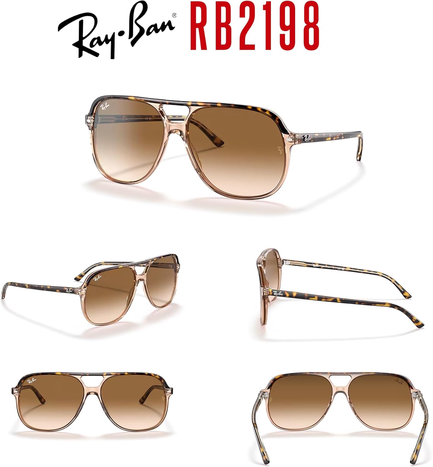 Ray-Ban Bill RB2198 Square Sunglasses for Men for Women +BUNDLE with ACCESSORY EYEWEAR KIT - Image 7
