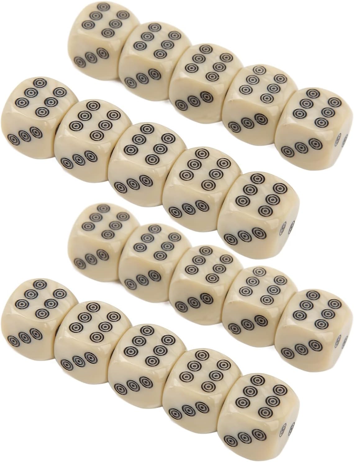 VGEBY 6 Sided Dice Set, 20Pcs White Pearl Grain Circle Dots Six Sided Dice 16mm Standard Game Dice for Table Borad Games Math Teaching Game Accessories