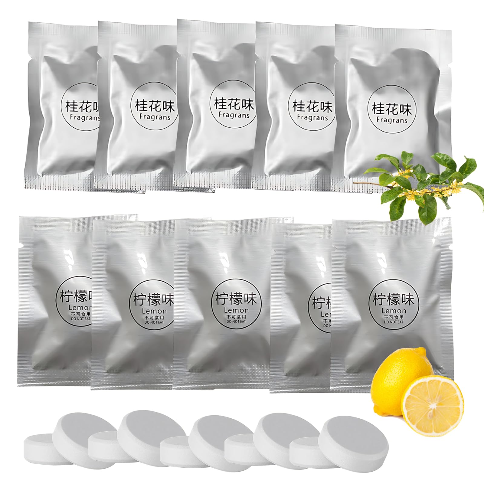 10 Pack Car Air Freshener Refills, Automotive Air Outlet Air Freshener, Car Air Vent Clip Solid Fragrance Replacement Tablets, Personalised Car Air Freshener (Lemon, Osmanthus Fragrans)