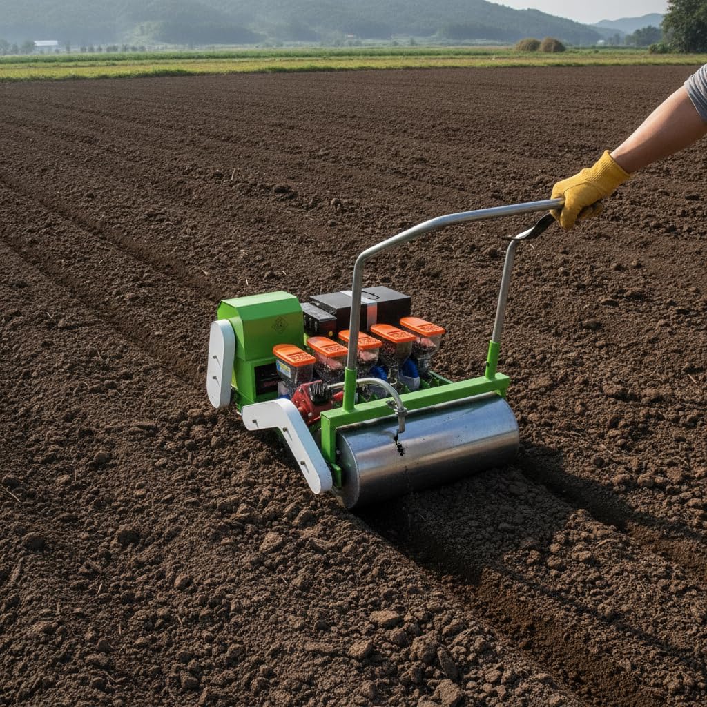 manuale di precisione per orto, Attrezzo a spinta per giardinaggio, per aiuole, Seminatrice a spinta manuale a fila singola