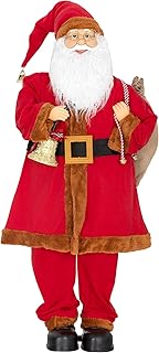 HOMCOM 4\' Life Size Singing and Dancing Santa Claus, 120 cm Music Animated Santa Claus with Posable Arms, Sound Activated, Bell and Sack, Musical Moving Figure Christmas Decoration