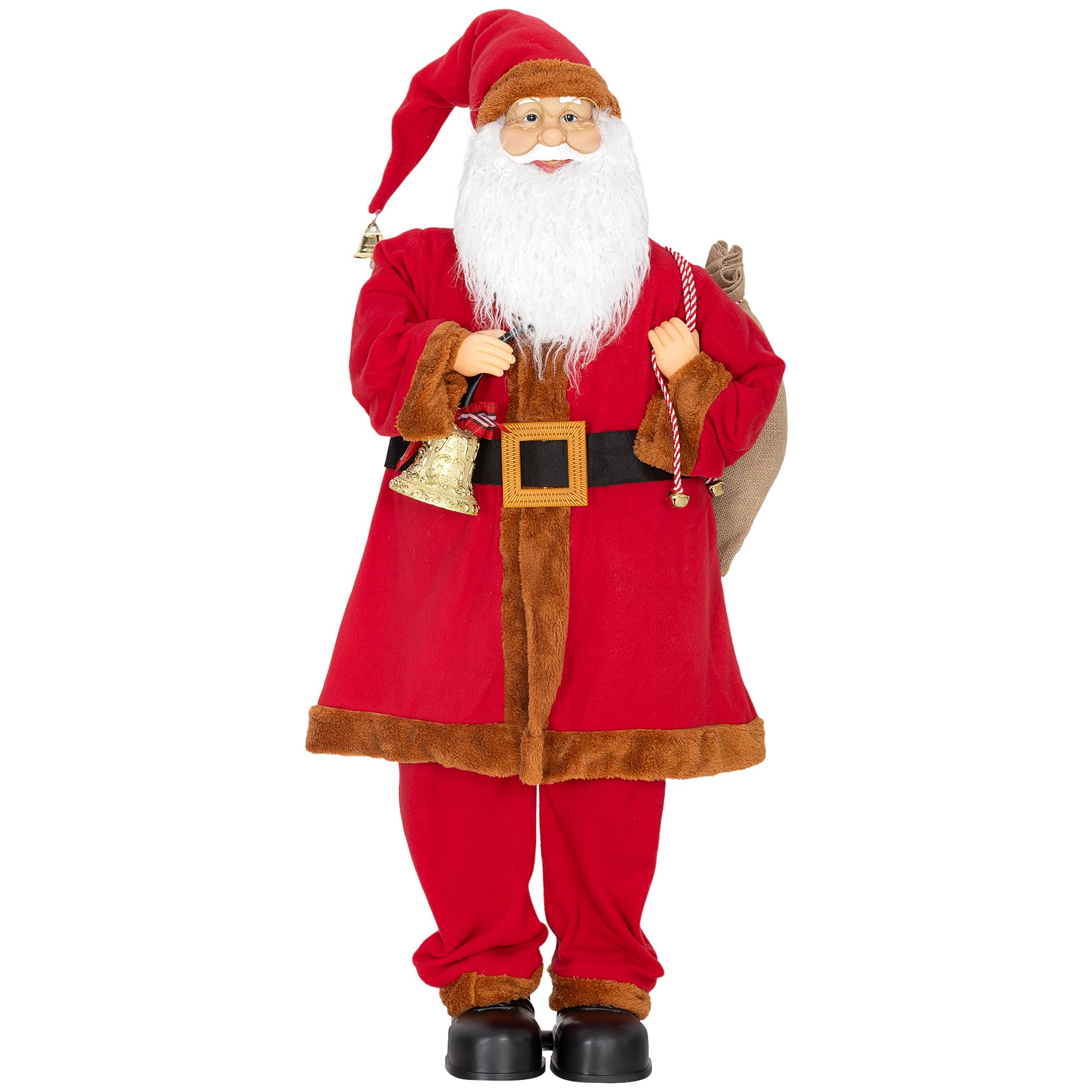 HOMCOM 4ft Life Size Singing Santa Claus with Waving Head 120 cm Standing