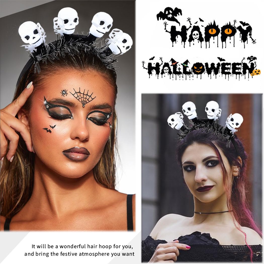 Diadema iluminada de calabaza de Halloween con luces LED, diadema de fantasma, tocados góticos para mujeres, accesorios para el cabello para fiesta de disfraces