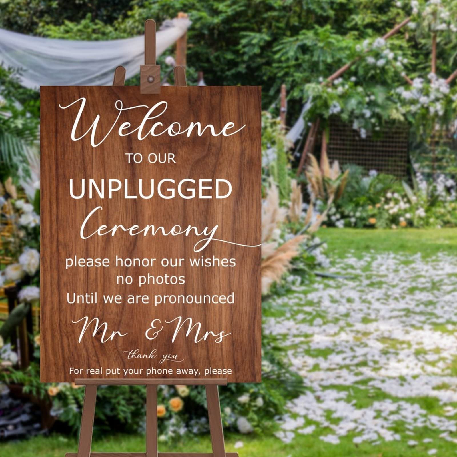 Panneau de cérémonie débranché en bois pour des photos de mariage réussies