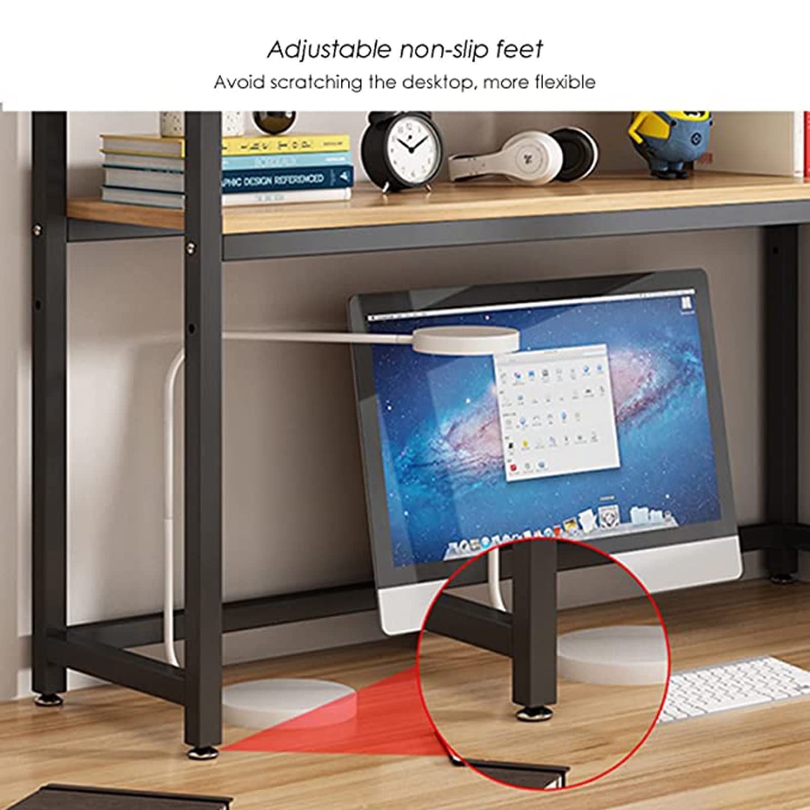 Estantería Organizador de Escritorio DIY, Estante Librería de Sobremesa, Organizador de Bandejas de Cartas Madera Metal, Estante de Almacenamiento para Archivos, para el hogar Oficina Escuela(Black B,