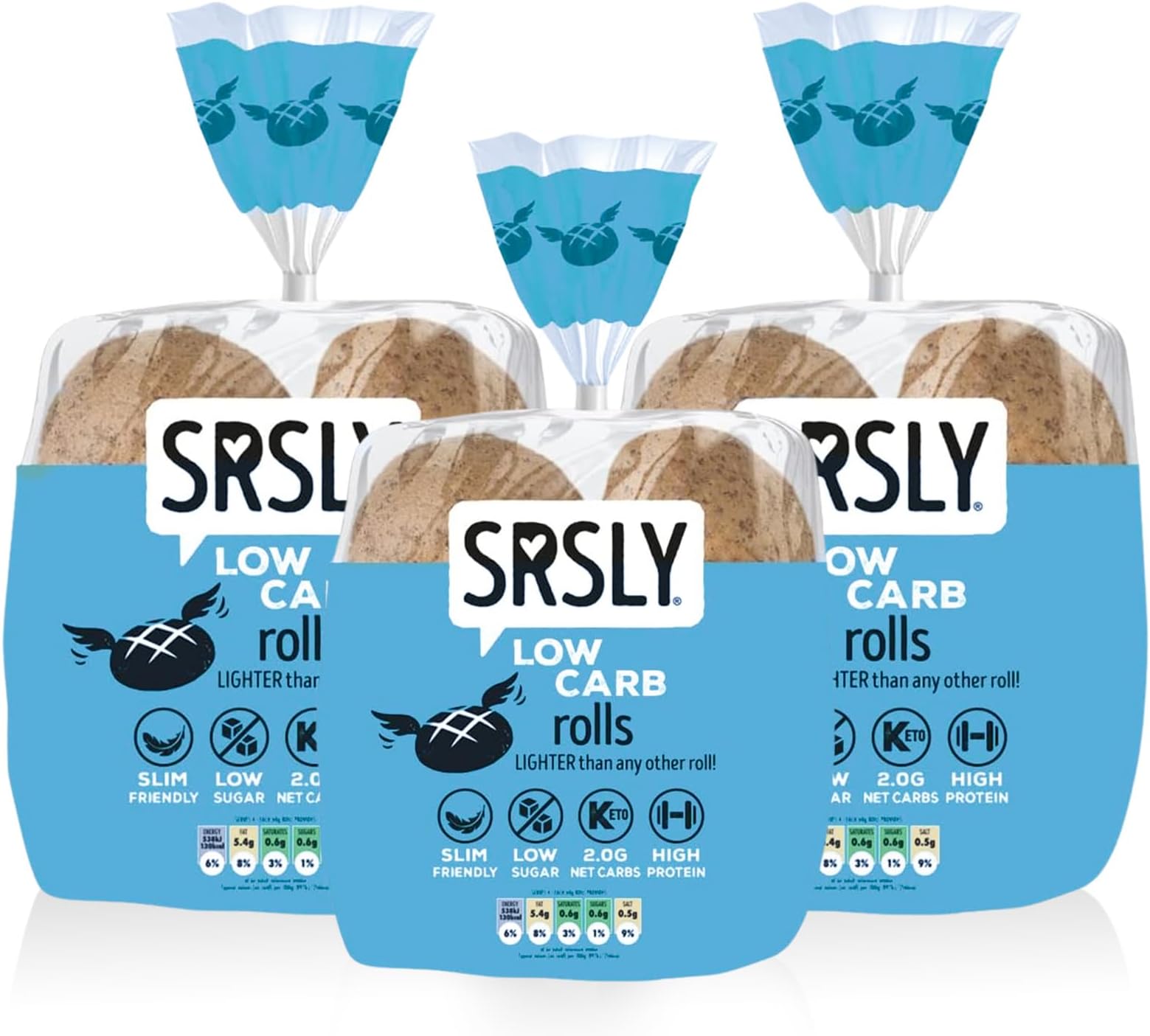 SRSLY Low Carb Keto Bread Rolls x 12-2g Carbs, 130 Kcals, 13g Protein - Freshly Baked Light & Fluffy Texture - Sugarwise Certified High Protein Lower Calorie Bread