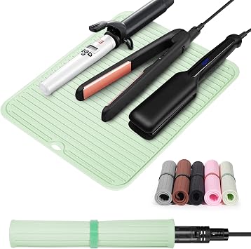 Large Heat Resistant Silicone Mat for Hair Styling Tools - Portable Cover for Curling Irons, Flat Irons and Hair Straighteners
