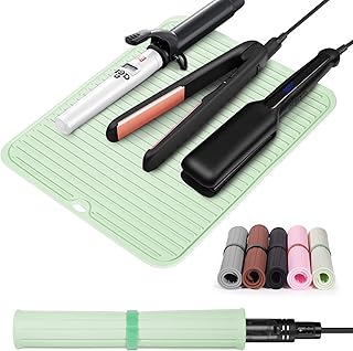 Quccefods Large Heat Resistant Silicone Mat for Hair Styling Tools - Portable Cover for Curling Irons, Flat Irons and Hair Straighteners