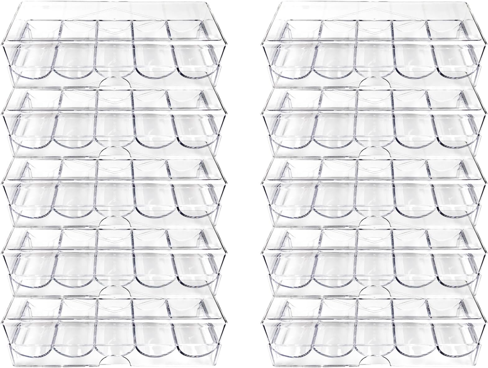 Poker Chip Holder Tray Racks- 10Pack Clear Acrylic Chips Rack Case With Cover Poker Table Accessories