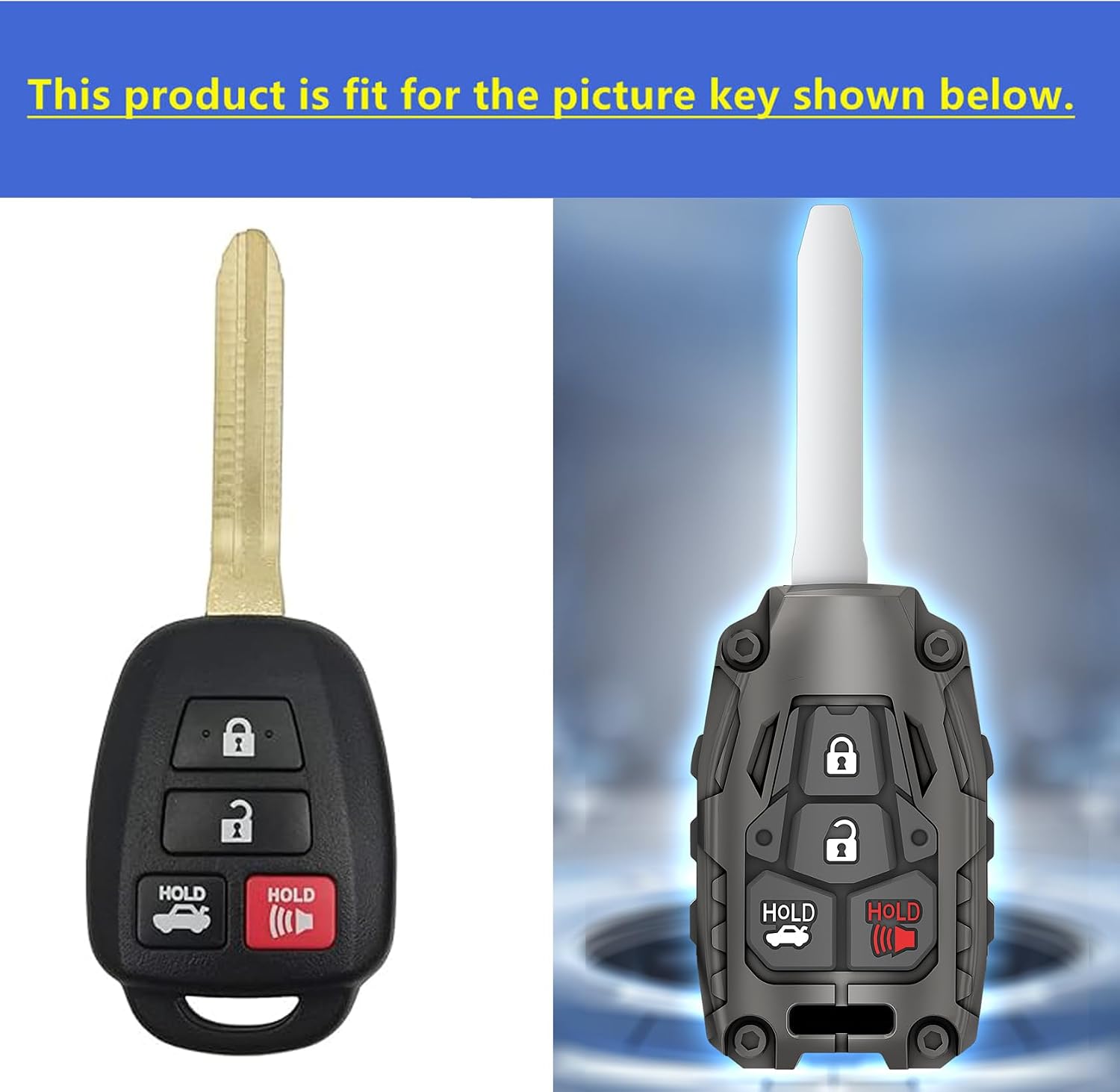 Keyless Entry Systems for Toyota Key Fob Shell Fits for 2014-2017 Toyota Camry Corolla Highlander Rav4 Remote Key Cover Case (Black)
