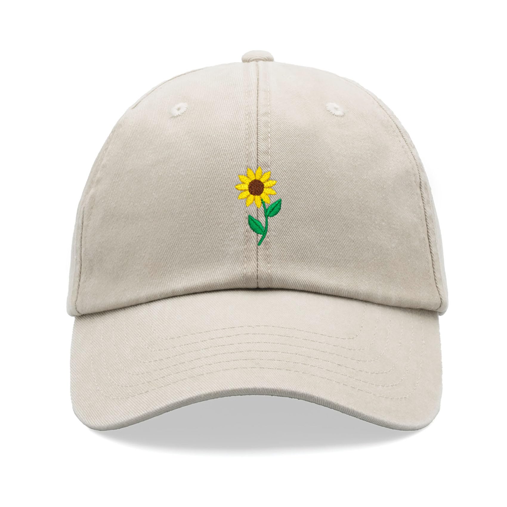 Sunflower Baseball Cap Vintage Washed Unisex Dad Hat Adjustable Stone