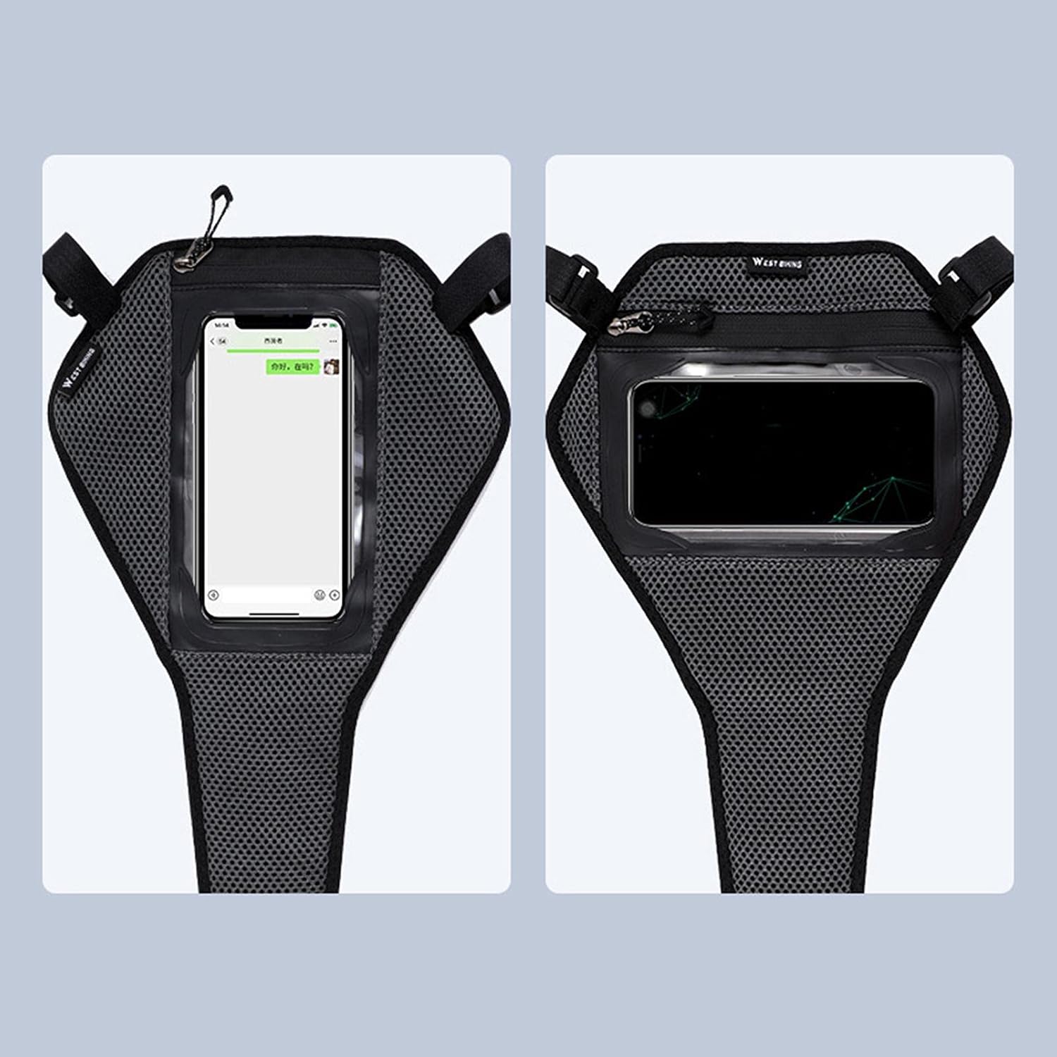 Alomejor Bike Sweat Guard, Sweat Absorbing Net with Phone Holder for Indoor Cycling Training, Lightweight Portable Design Fits Most Bikes