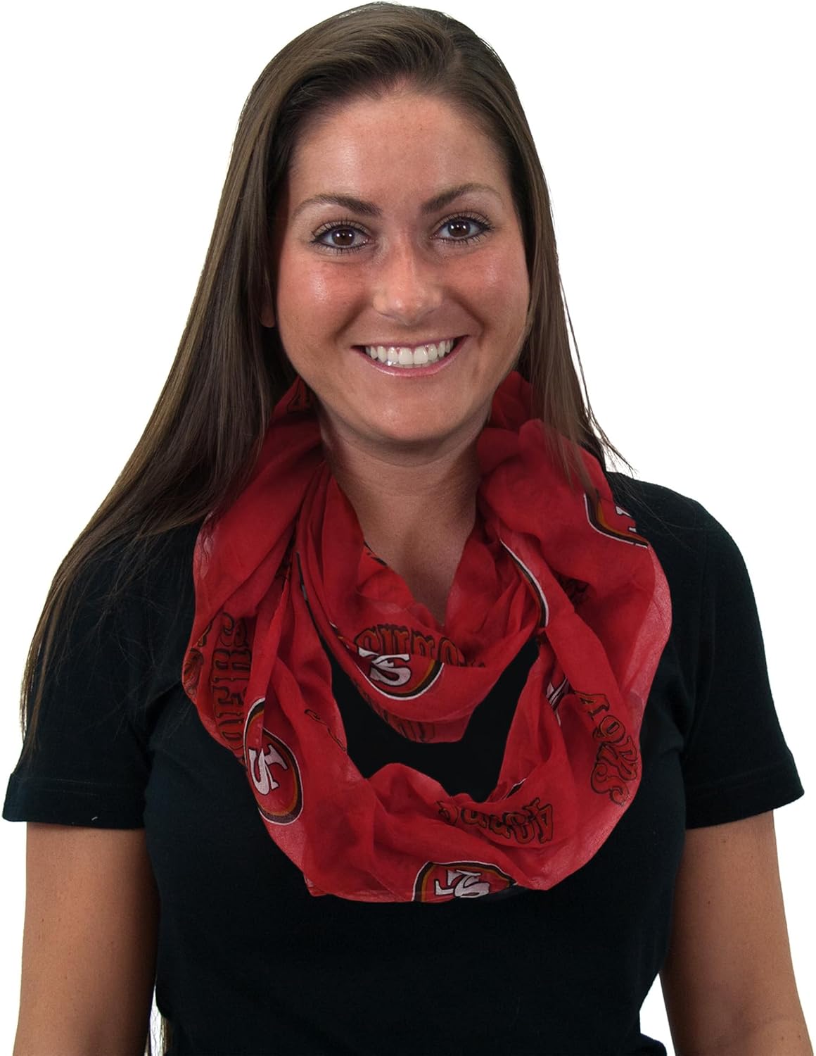 Littlearth NFL San Francisco 49ers Sheer Infinity Scarf, Team Color, 70” x 25” - Image 3