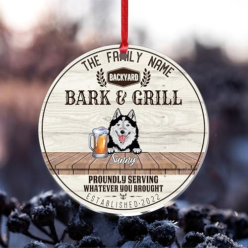 Vista 116 de SILYHEART Presa Canario Christmas Acrylic Ornament Dogs Welcome Ceramic Christmas Keepsake Family Dog Name Funny Christmas Memorial Gifts for Mom