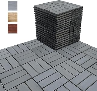 BEEFURNI Acacia Interlocking Deck Tiles (12x12 Pack 30) - Waterproof Aca...