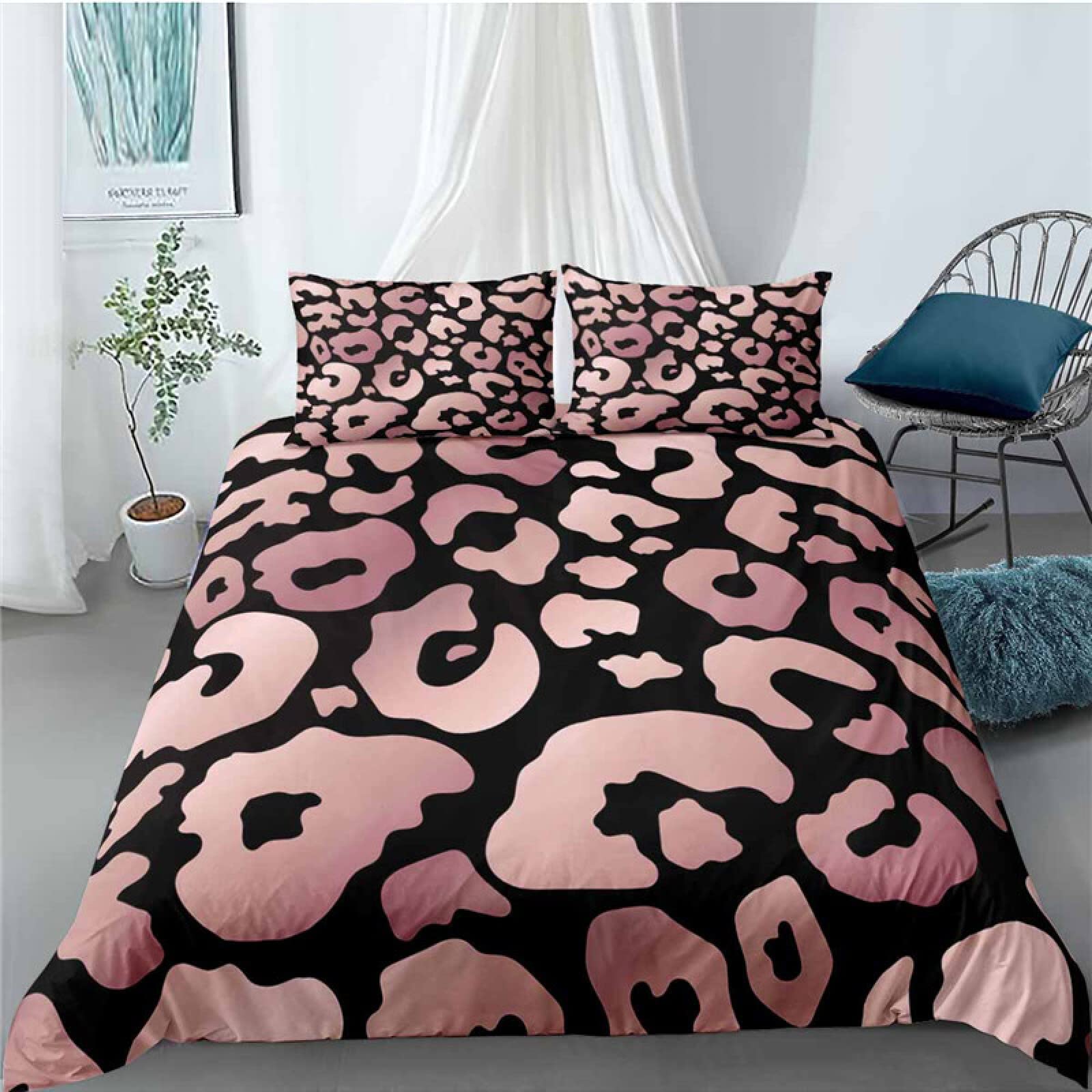 Fundas Nordicas Oro Rosa Negro Colcha Microfibra Antialérgico Funda de Edredón Antiarrugas,1 con Cremallera Funda Nordica 200x200cm y 2 Funda Almohada 50x75cm