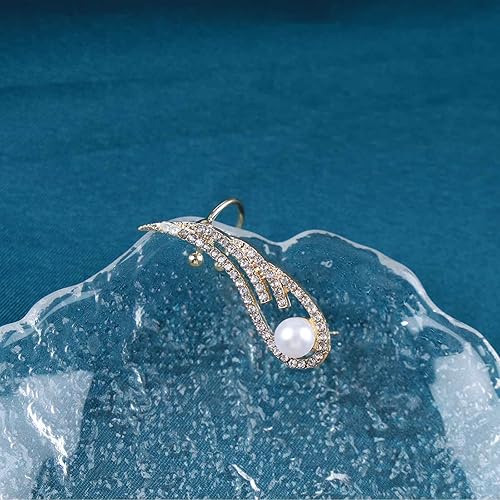 Miniatura 3 de Aretes de ala de ángel de cristal bohemio, aretes de cartílago de perlas doradas, aretes de ala de circonita cúbica, aretes de ala, aretes