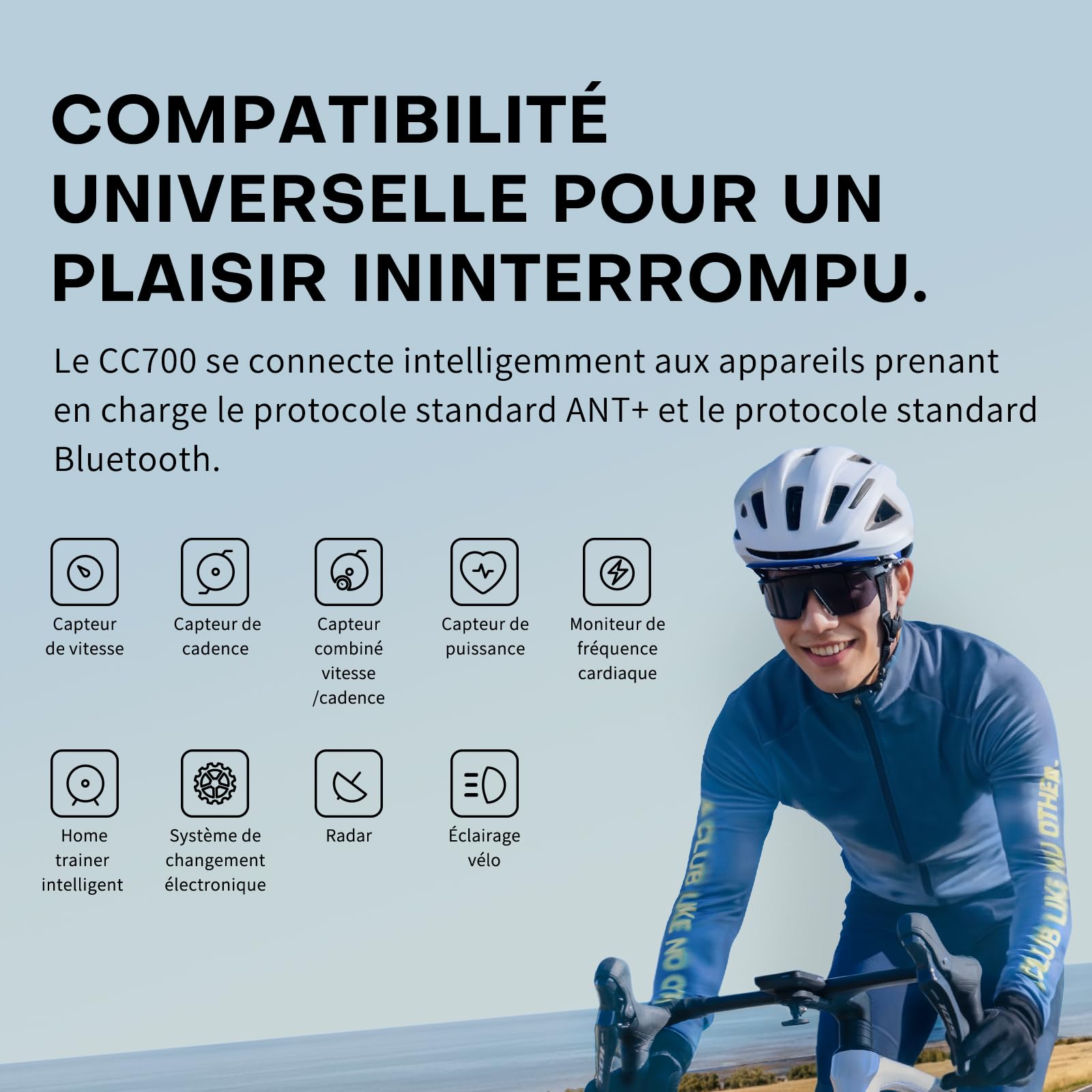 GEOID CC700 GPS Compteur Velo sans Fil avec Grand Écran Couleur 2,8 Pouces – Compteur Vélo GPS avec Navigation par Itinéraire, Ant+ & Bluetooth, IPX7 Étanche, Autonomie 15-25H