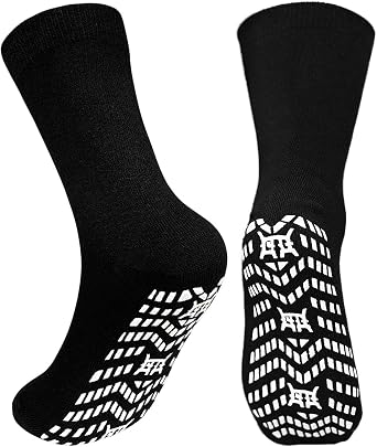 ZAKASA Non Slip Grip Socks - Non Skid Crew Grippy Socks for Men Women Anti Slip Grippers for Elderly Hospital Yoga Pilates