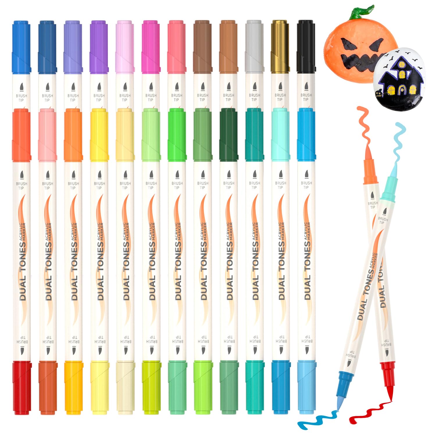Shuttle Art 48 Colors 24 Pack Dual Tone Acrylic Paint Markers