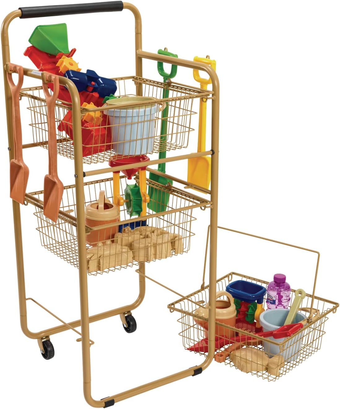 Excellerations Outdoor Storage Cart with Removable Baskets, Mobile Tip-Proof Cart, Indoor-Outdoor, Versatile and Compact Storage, Simple Assembly, Easy to Clean