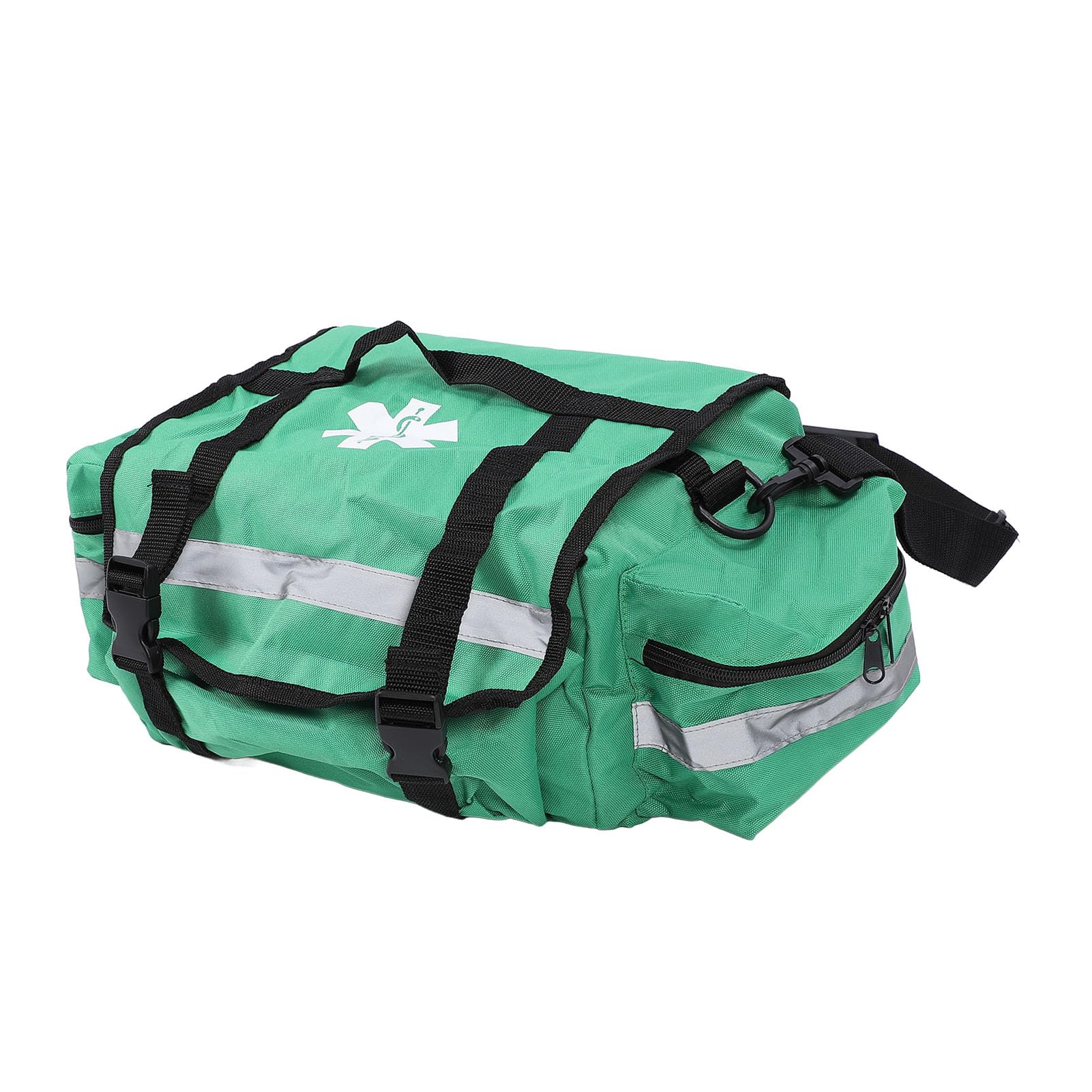 First Responder Bag Large Capacity Emergency Bag with Adjustable Shoulder Strap Reflective Strip 600D PU Oxford Cloth Green