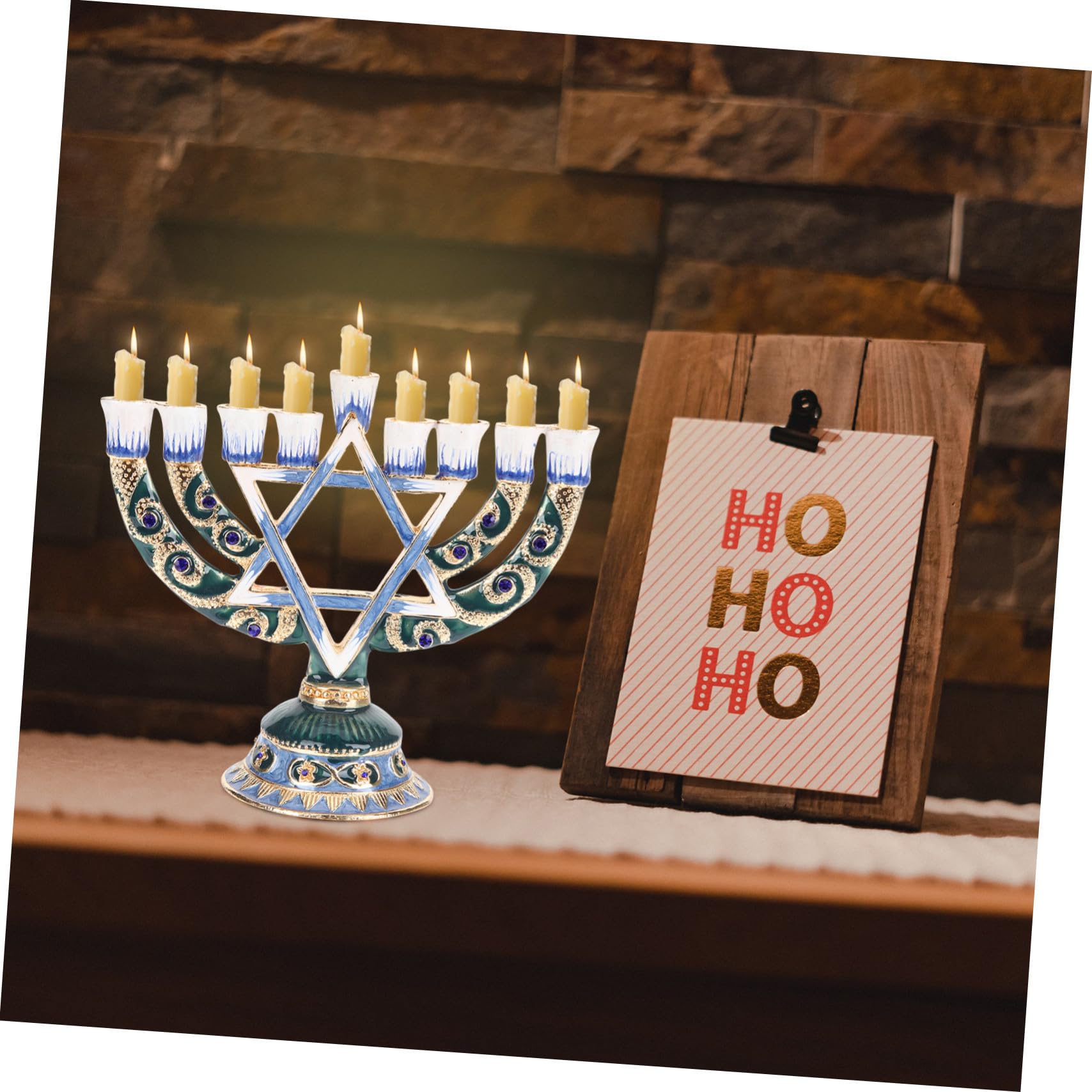INOOMP Candelabro Ebraico a 9 Rami Portacandele Decorativo per Tavola e Arredamento, Design Retrò per Hanukkah
