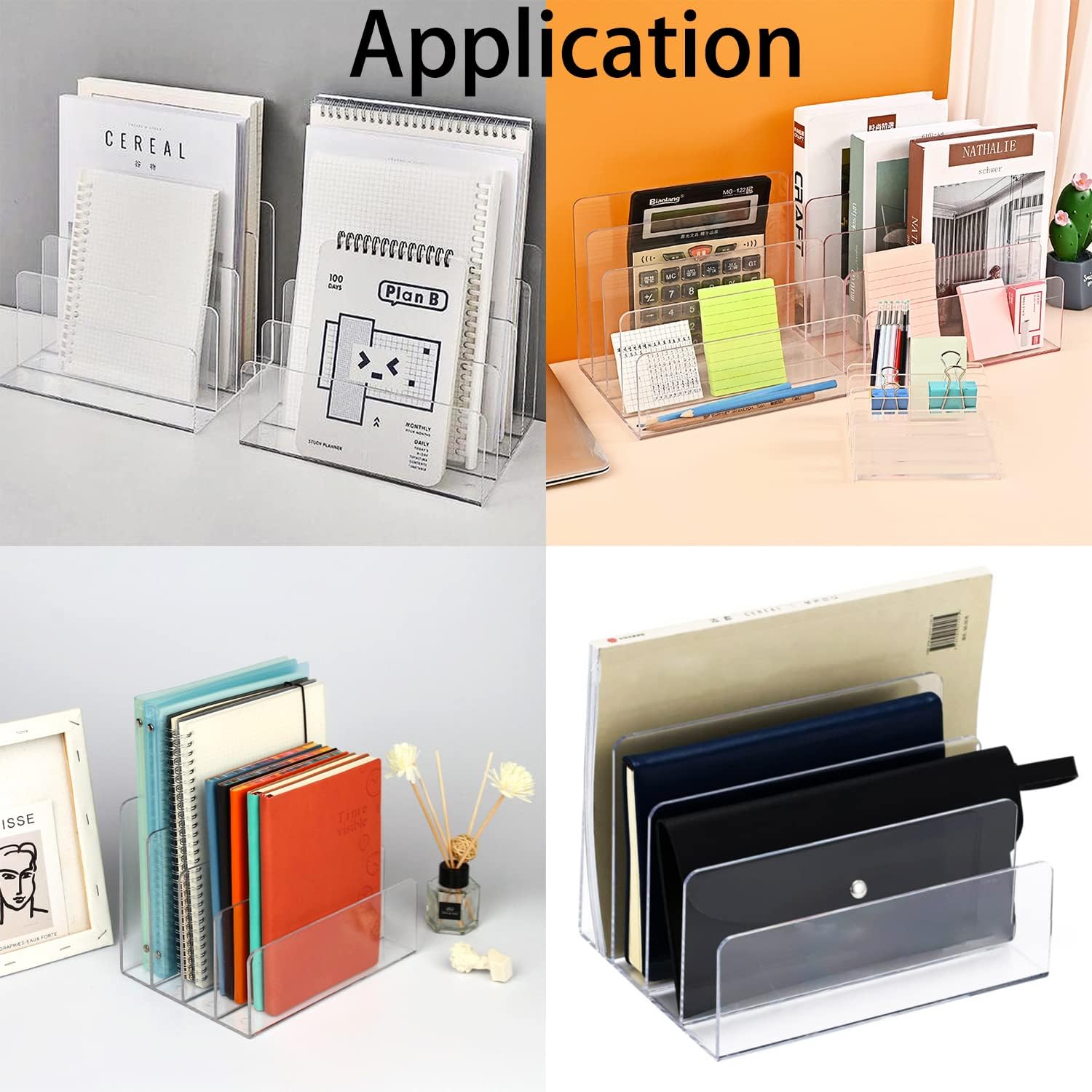 クリヤホルダー A4 100ポケット | ジョイフル本田 取り寄せ＆店舗受取 Generic アクリル製ファイルホルダー 4セクション – 9x7x7インチ デスク収納 オフィス家庭用 スロット整理