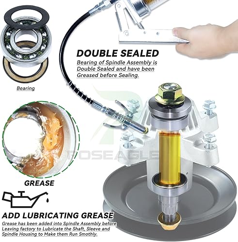 Miniatura 5 de Conjunto de husillo 918-04456B preengrasado con polea tensora 756-04129B que reemplaza 618-04456, 918 04456, 618-04461, 618 04456 para Cub Cadet