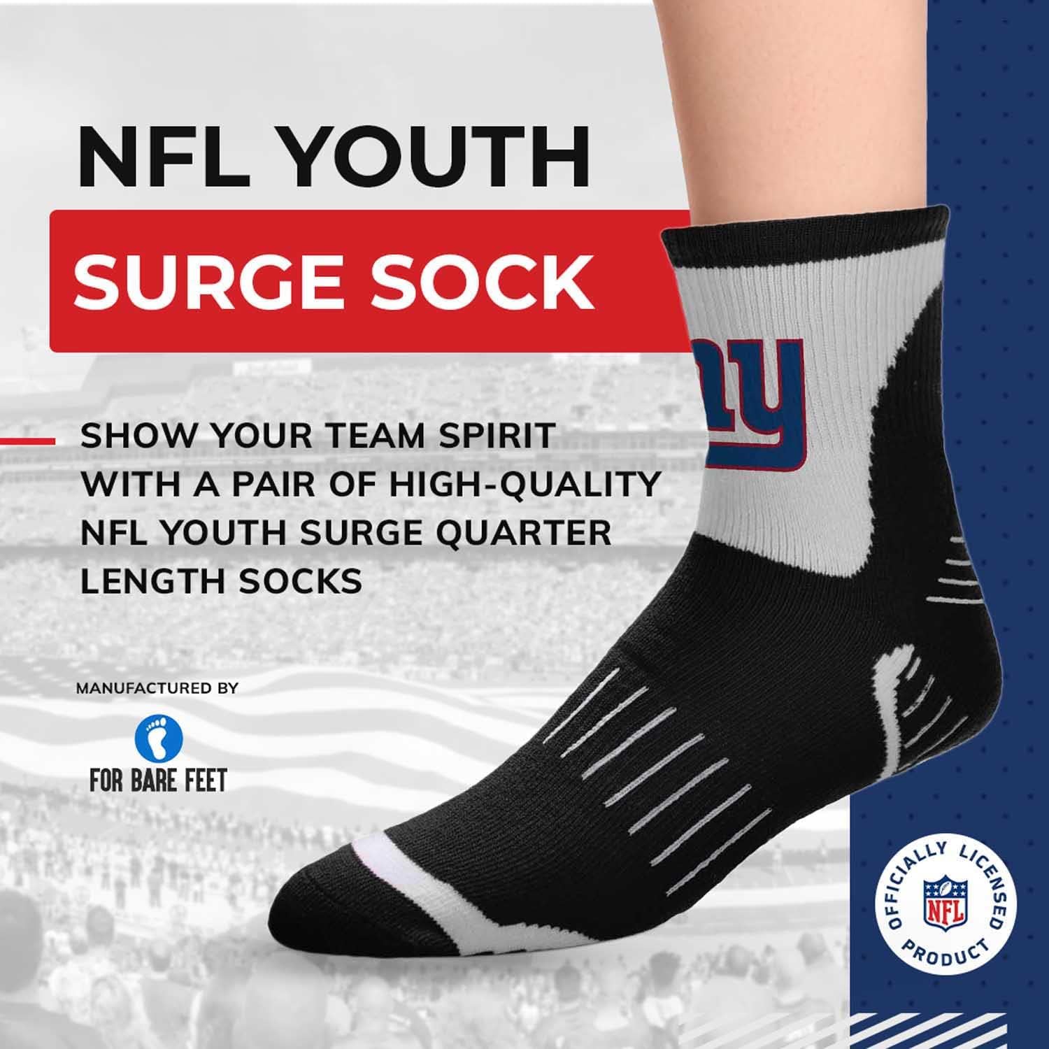 For Bare Feet NFL Youth Performance Quarter Length Socks - Our high-performance socks provide superior comfort for active