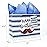 LaRibbons 13 Large Happy Birthday Gift Bag with Tissue Paper and Greeting Card, Navy Blue with Beard Pattern Design, Perfect for Mens Birthday