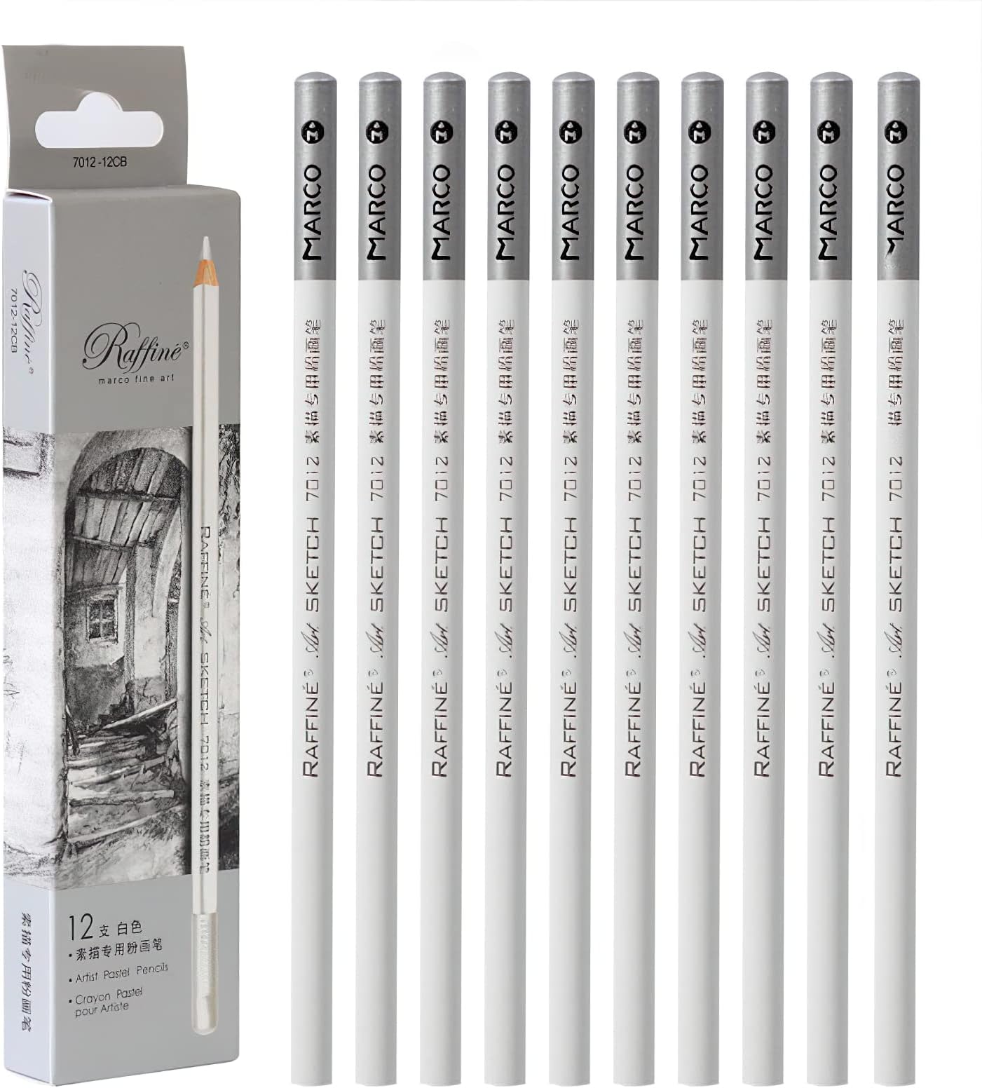 Artist Sketch White Pencil,White Charcoal12 PCS