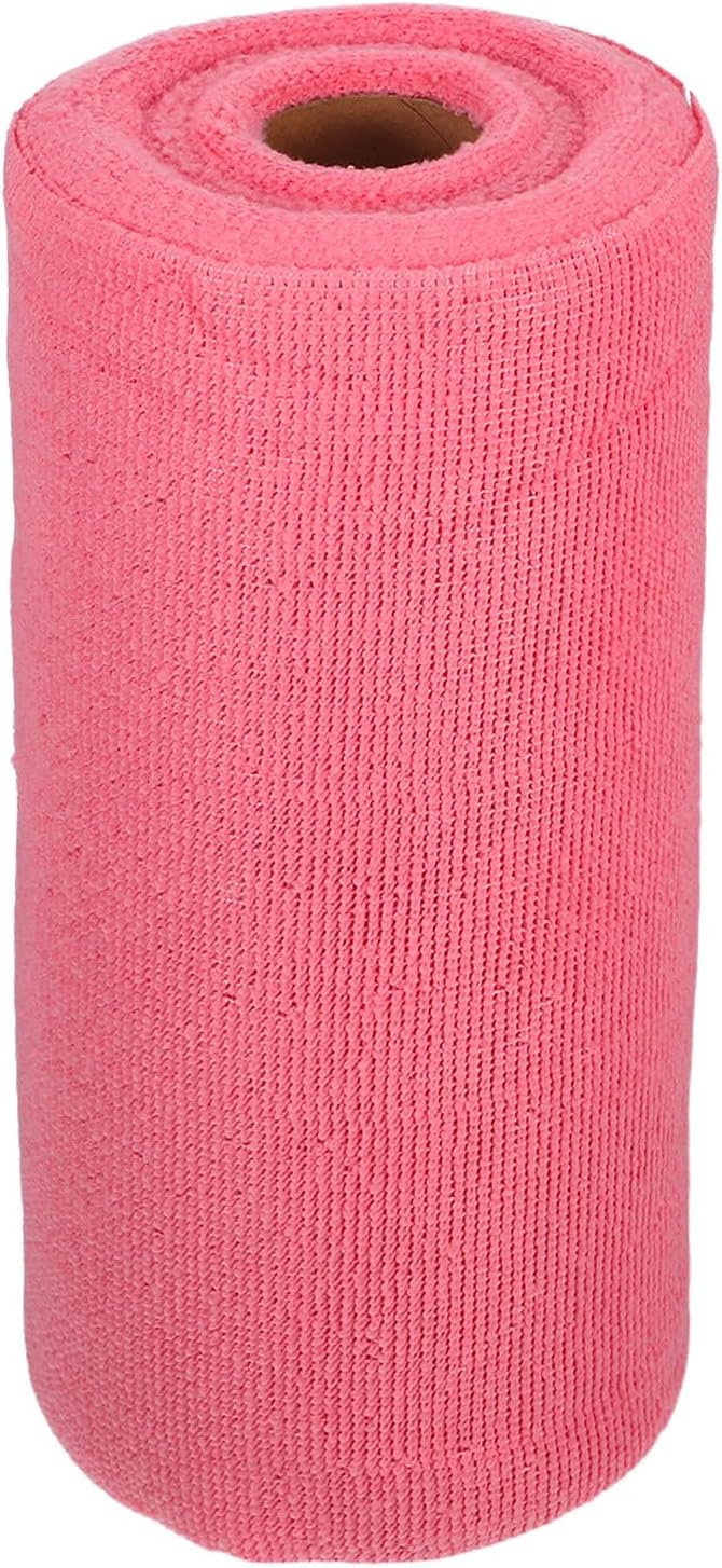 Yardwe Microfiber Dish Towels Roll 25cm Perforated Kitchen Cleaning Cloths Reusable Washable Pink Heavy Duty Microfiber Wipes for Home and Automotive Use