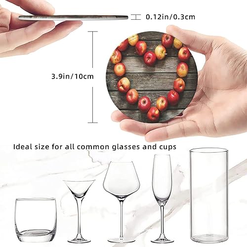 Miniatura 8 de Juego de 6 posavasos de cuero con estampado de manzanas maduras frescas y maduras para decoración de comedor, para el hogar, oficina, cocina