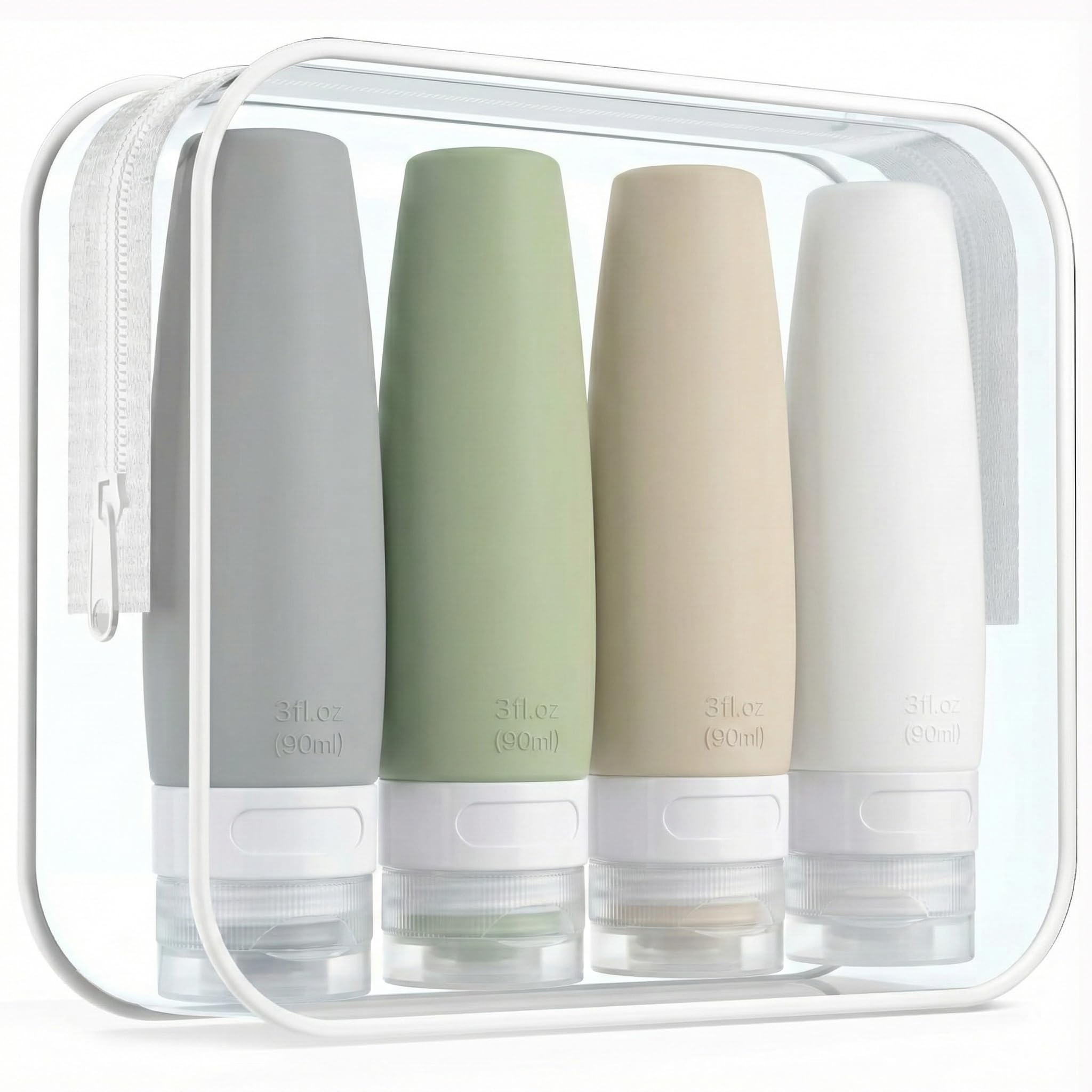 THMIHNS 90ml Leakproof Silicone Travel Bottles,Travel Essentials toiletry Bottles TSA ApprovedSilicone Travel Containers, BPA Free Refillable 3 oz Containers for Traveling