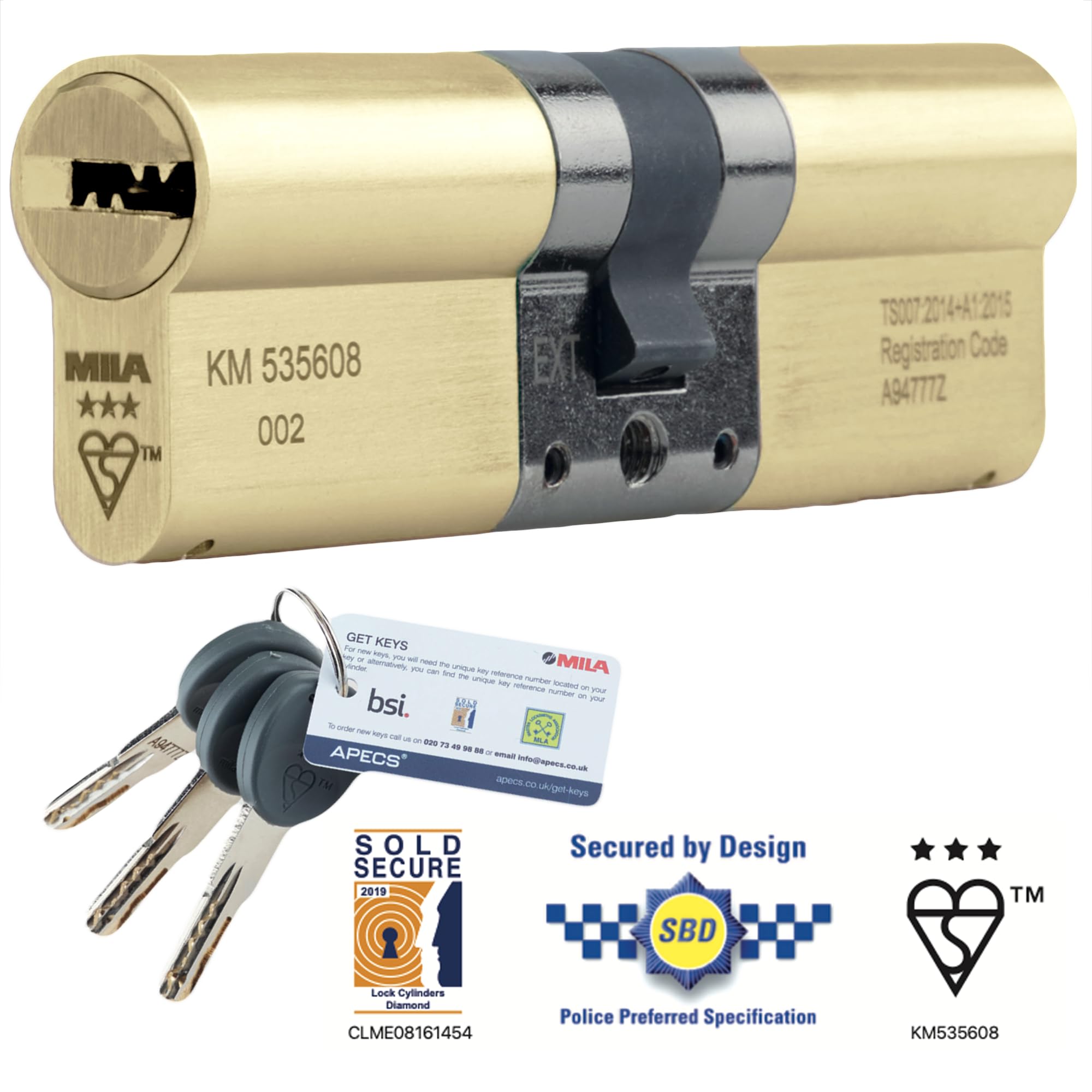 Cilindro europeo a 3 stelle in ottone anti scatto ad alta sicurezza in uPVC serratura TS007:2014 (127,2 cm/40 ext)