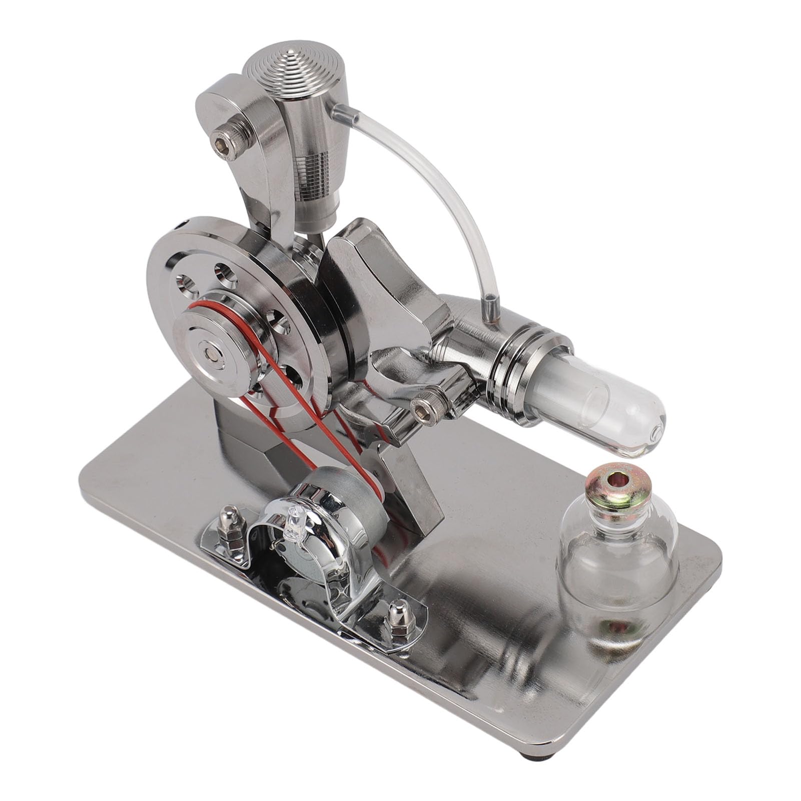AMONIDA Juguete Modelo de Motor Stirling con Generador de Electricidad Educativo LED Colorido para Niños y Adultos Uso Doméstico Aleación de Aluminio (Silver)