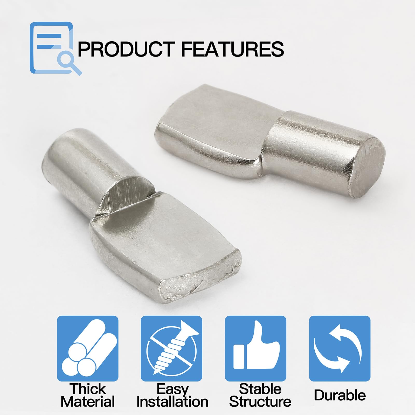 Shelf Pins Pegs Spoon Shaped, Silver Shelf Holders Pegs, Nickel Plated Shelf Support Pegs for Shelves Cabinet Closet - 30 Pieces, 7mm — Amazon image 2