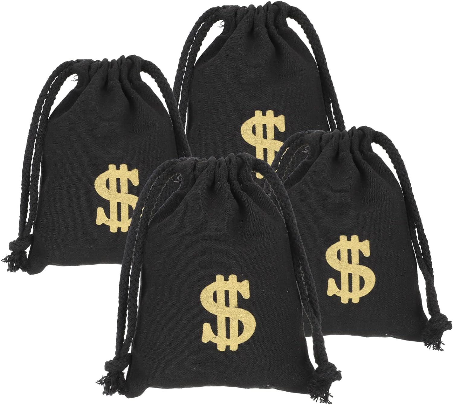 Boland 54341 - Porte-monnaie blanc avec symbole dollar et cordons dorés - Dimensions : environ 29 x 20 cm - Accessoire de costume, carnaval, fête à thème