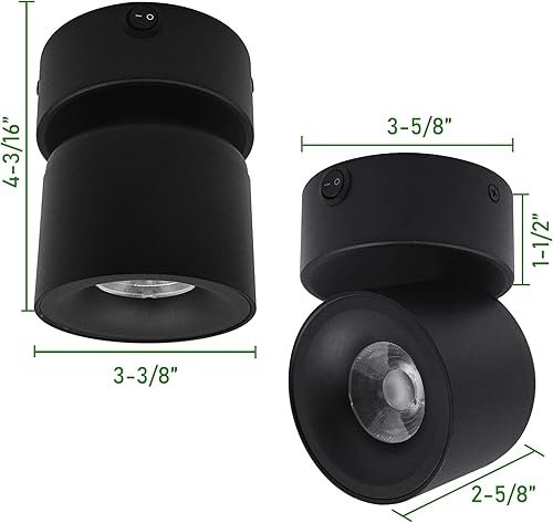 Miniatura 7 de Paquete de 2 Focos LED COB de Techo Downlight de 12V con Interruptor, Montaje en Superficie 330 Ajustable Regulable Luz de Pared para RV Lámpara de